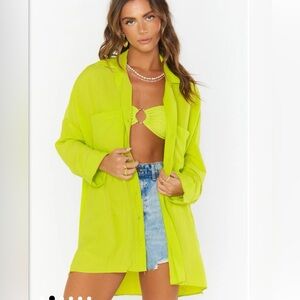 NWT Show Me Your Mumu Johns Button Down Shirt Neon Yellow -  1X